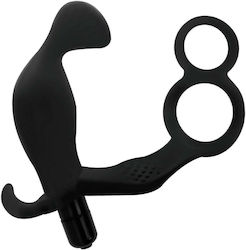 Addicted Toys Plug With Double Penis Ring & Testicles Δονούμενο Δαχτυλίδι Πέους με Πρωκτική Σφήνα Black