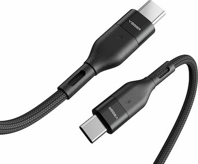 Veger CC01 Braided USB 2.0 Cable USB-C male - USB-C male Μαύρο 1.2m