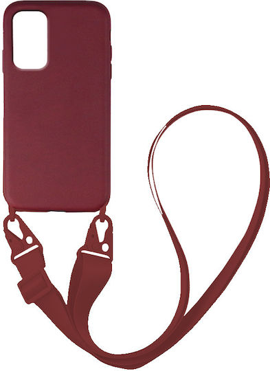 Sonique Carryhang Liquid Strap Задна корица Силикон 0.5мм с Каишка Бордо (Galaxy S20+)