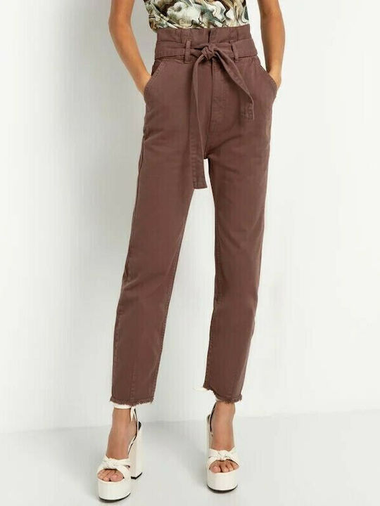 Pantalon Blugi Damă High Rise Fit Carrot Maro