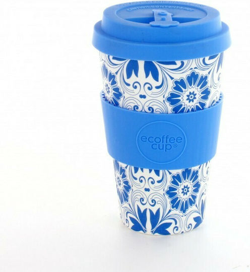 Ecoffee Cup Delft Touch Κούπα Μπαμπού με Καπάκι Μπλε 400ml