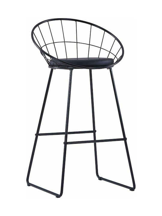 Stool Bar with Backrest Upholstered with Leatherette Black 2pcs 54.5x48x98.5cm