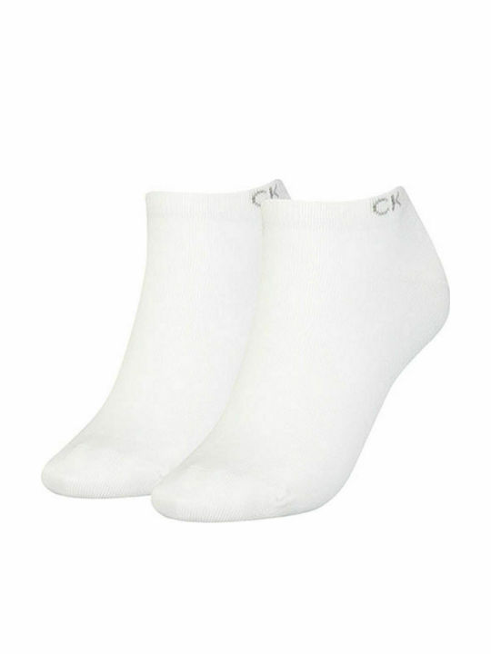 Calvin Klein Damen Einfarbige Socken Weiß 2Pack