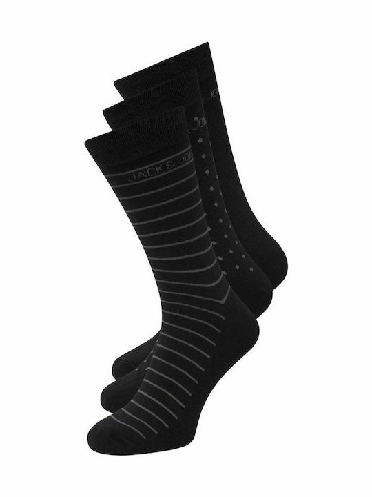 Jack & Jones Ανδρικές Κάλτσες με Σχέδια Black 3Pack Jack & Jones Ανδρικές Κάλτσες με Σχέδια Black 3Pack