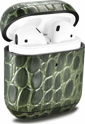 iCarer Crocodile Husă Piele artificială în culoarea Verde pentru Apple AirPods 1 / AirPods 2