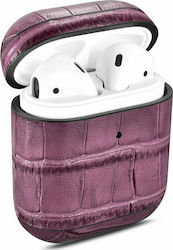 iCarer Bamboo Husă Piele Bamboo Purple pentru Apple AirPods 1 / AirPods 2