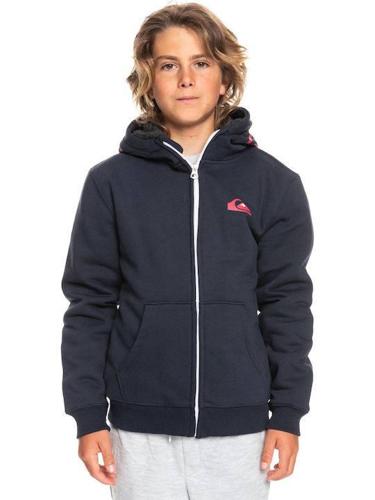 Quiksilver Boys Cotton Hooded Sweatshirt with Zipper Navy Blue