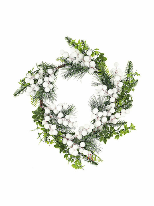 XMASfest Χριστουγεννιάτικο Διακοσμητικό Στεφάνι με Διάμετρο 35εκ. Λευκό με Καρπούς