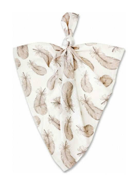 Jukki Muslin Swaddle Blanket Feathers Beige 70x80cm