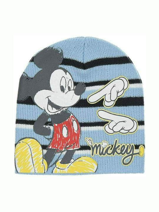 Mickey Mouse Kinder Mütze Gestrickt Hellblau