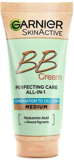 Garnier Oil-Free Perfecting All-in-1 BB Medium 24h Face Day Cream with SPF25 for Moisturizing & Blemishes with Hyaluronic Acid & Vitamin C 50ml