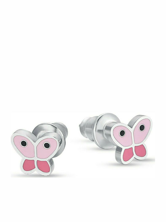 Luca Barra Steel Studs Kids Earrings Butterflies