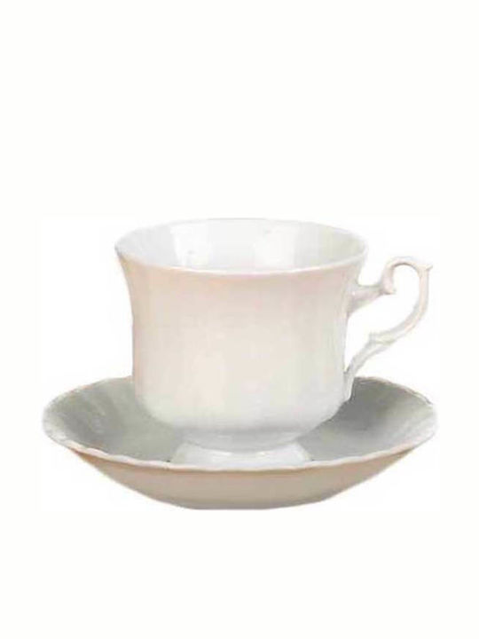 Cryspo Trio Ivona Porcelain Tea Cup Set 250ml White