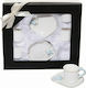 Etoile Set Tassen Kaffee aus Porzellan Blue White 6Stück