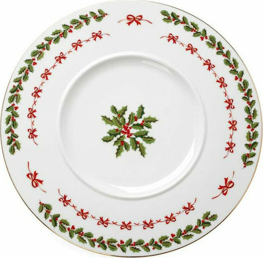 Cryspo Trio Ornament de masă de Crăciun Platou De porțelan Alb D32cm.