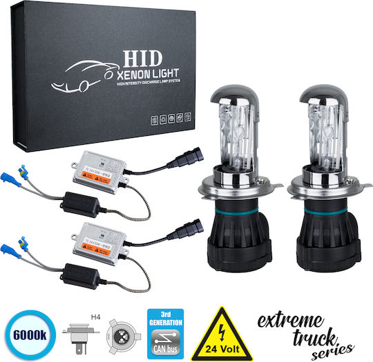 GloboStar Truck Xenon Kit Extreme Truck Series H4 CAN Bus 110W 24V 6000K Cold White