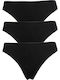 0002 Βαμβακερά Damen Slip 3Pack Nahtlos Schwarz