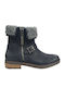 Abrieje Leather Women's Ankle Boots with Fur Black