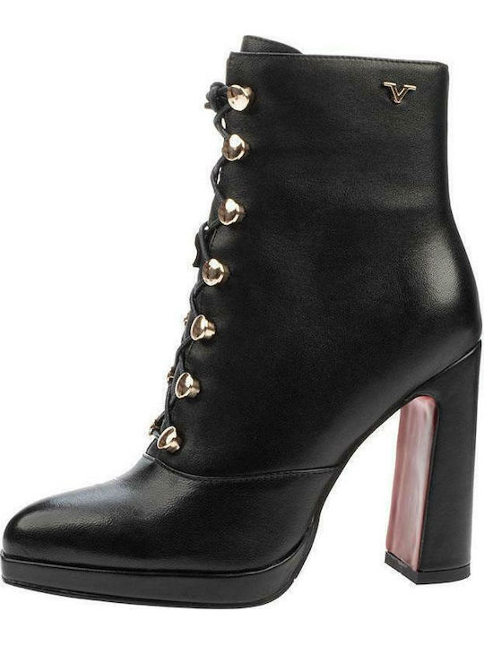 H3095-880 Ghete Dama De Piele Cu Toc Înalt Negre