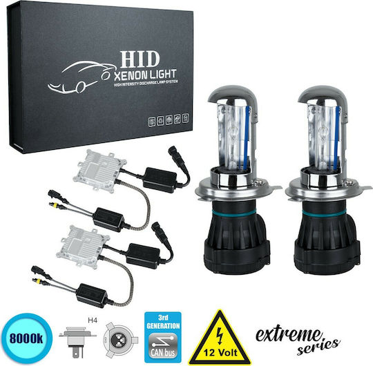 GloboStar Car Xenon Kit Extreme Series H4 CAN Bus 110W 12V 8000K Cold White