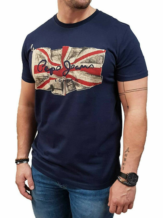 Pepe Jeans Herren T-Shirt Kurzarm Blau