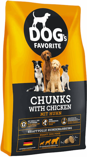 Happy Dog Dog's Favorite Chunks Chicken 15кг Суха Храна за Възрастни Кучета от Средни и Големи Породи с Пилешко