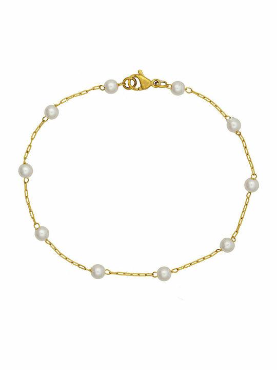 Excite-Fashion Bracelet Chain made of Steel Gold Plated with Pearls