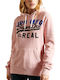 Vintage Logo Ac Lang Damen Sweatshirt Kapuzen Rosa