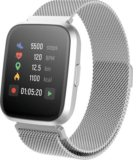 Forever ForeVigo 2 SW-310 Smartwatch με Παλμογράφο (Ασημί)