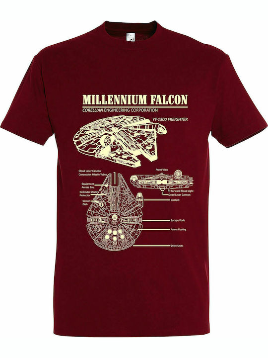 T-shirt unisex "Millennium Falcon Anatomie, Star Wars", Chili