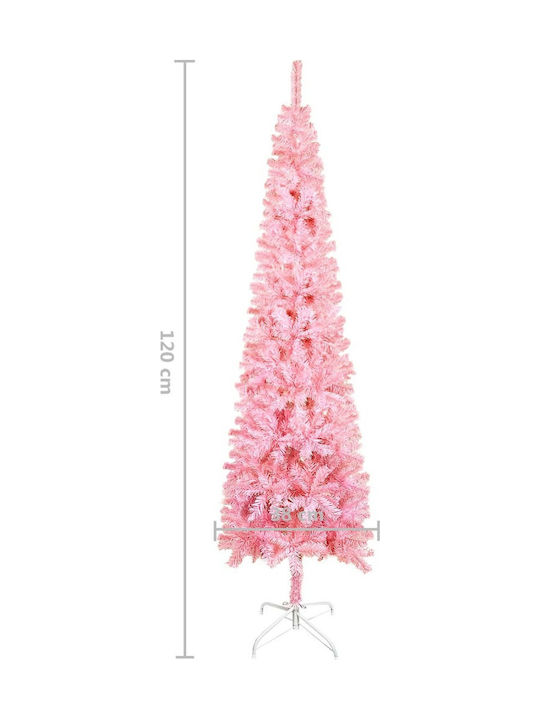 Χριστουγεννιάτικο Δέντρο Ροζ Slim 120εκ με Μεταλλική Βάση
