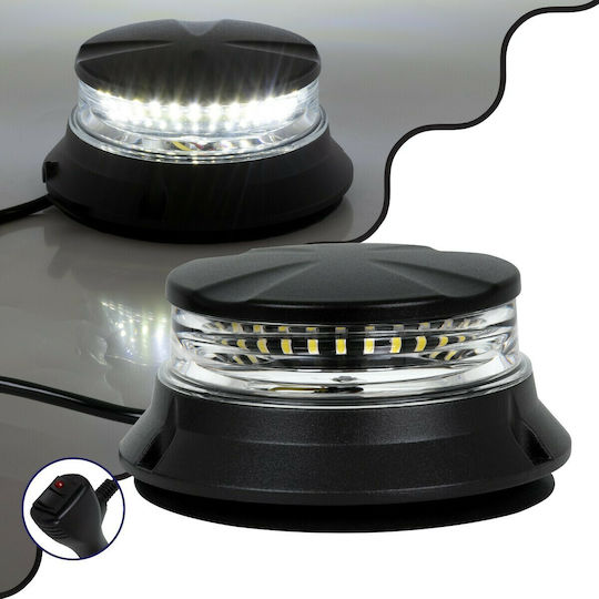 GloboStar Pro Series Φάρος Σήμανσης Οχήματος Ασθενοφόρου για Αυτοκίνητα & Φορτηγά 6 Προγραμμάτων Φωτισμού LED 10-30V - Λευκό