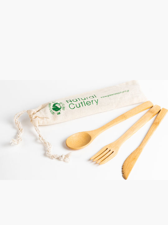 Green Elephant Cutlery set Beige 3pcs