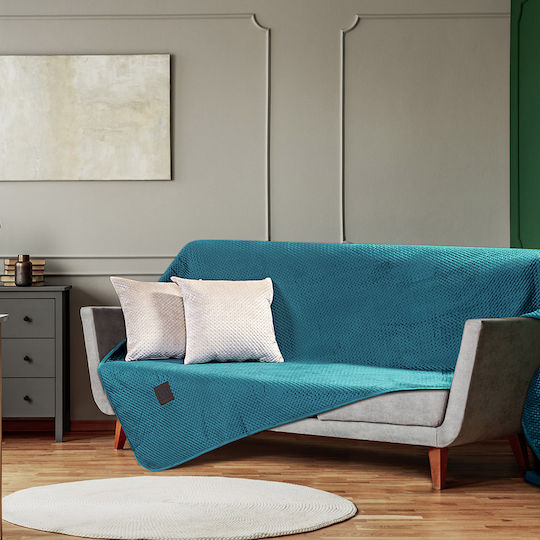 Beauty Home Velvety Ριχτάρι Διθέσιου Καναπέ Γούνινο 180x250εκ. Πετρόλ 8413ΔΙΘ