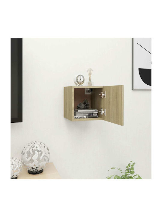 Wand Wohnzimmer Nische aus Spanplatte Sonoma Ei...