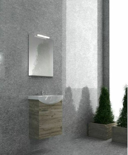 Savvopoulos Compination II Cronos Waschtisch mit Waschbecken & Spiegel mit Licht L50xB39.5xH65cm Grey Craft