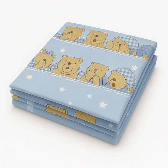 Beboulino Βρεφική Παπλωματοθήκη Sleepy Bear Μπλε 100x130εκ.