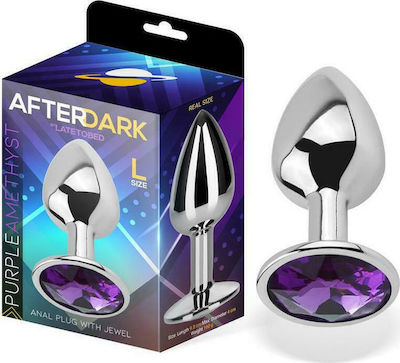 LateToBed Afterdark Purple Amethyst Anal Plug Large Silver 9.5cm AD-289