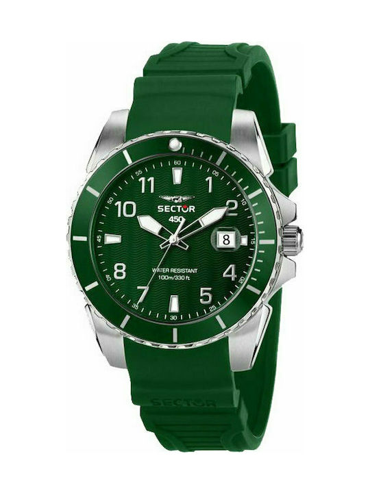 Sector 450 Ρολόι Μπαταρίας με Καουτσούκ Λουράκι σε Πράσινο χρώμα