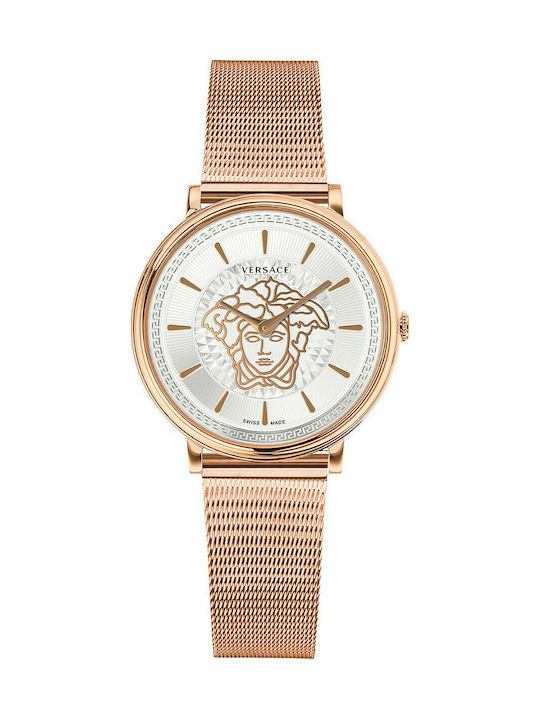 Versace Ceas de Damă cu Rose Gold Brățară Metalică