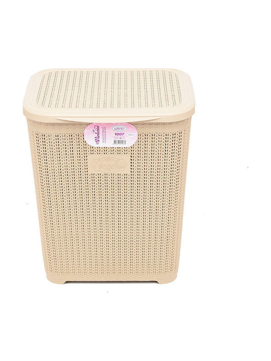 Violet Design 869431310072 Laundry Basket Plastic with Cap 40x32.5x50cm Beige