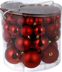 Set 54 Globuri Plastice Roșii 4cm