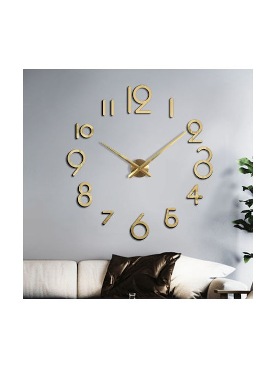 3D Wall Clock Sticker Plastic Gold Ø120cm