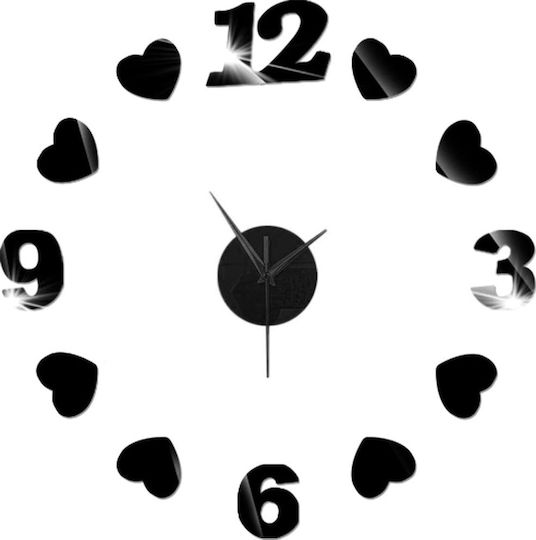 3D Wanduhr Aufkleber Kunststoff Schwarz