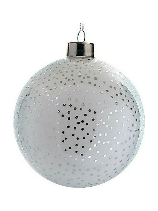 Hanging Ball Ornament Ornament Glass White 10cm