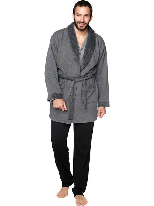Rafael A5030 Χειμερινή Ανδρική Πιτζάμα Fleece Γκρι