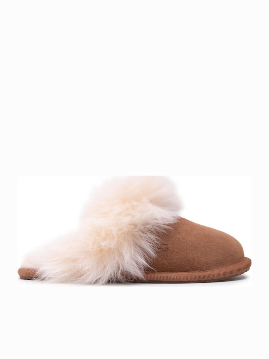 Ugg Australia Scuff Χειμερινές Γυναικείες Παντόφλες με γούνα Chestnut
