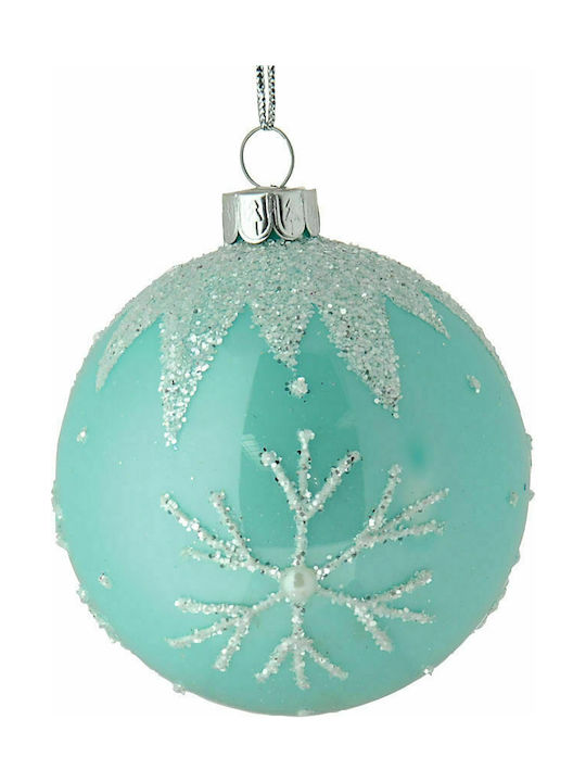 Hanging Ball Ornament Ornament Glass Turquoise 8cm