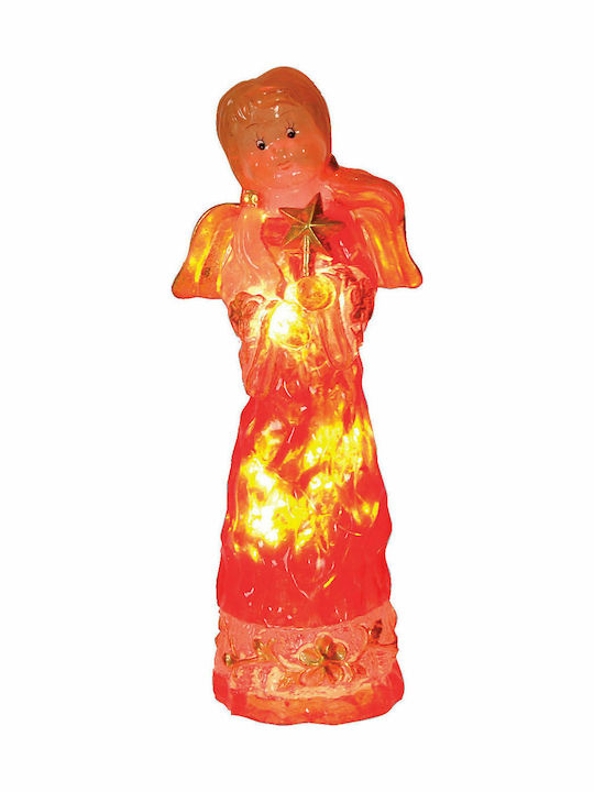 Lianos Illuminated Christmas Plastic Figure Cherub Orange Height 38cm