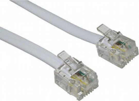 Comp Flat Τηλεφωνικό Καλώδιο RJ11 6P4C 5m Λευκό (01.074.0023)